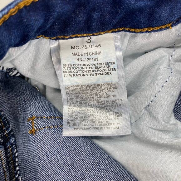 Machine Nouvelle Mode Distressed Jeans Blue Skinny Juniors sz 3 Lace Up Fly - Picture 10 of 12